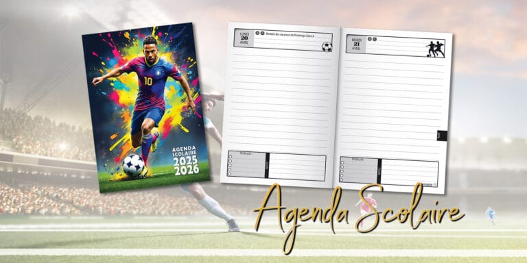 agenda scolaire 2025 2026 foot garcon football college cm2 lycee etudiant alu