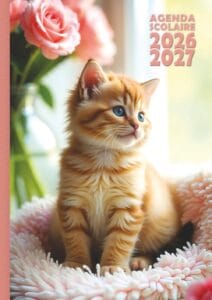 agenda scolaire 2026 2027 chat chaton roux