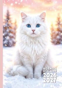 agenda scolaire chat blanc 2026 2027
