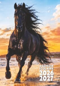 agenda scolaire cheval noir 2026 2027 chevaux equitation