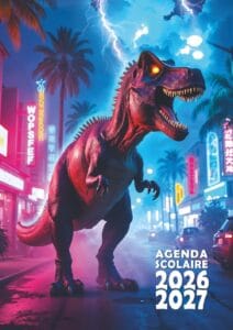 agenda scolaire dinosaure 2026 2027 futuriste