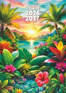 agenda scolaire fleurs exotiques tropical animaux 2026 2027