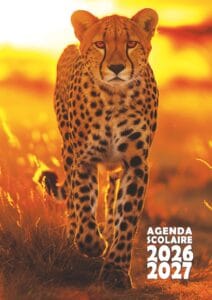 agenda scolaire leopard guepard 2026 2027 animaux sauvages