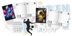 agenda scolaire 2026 2027 foot garçon football collège cm2 c2 cm1 lycée fan de foot